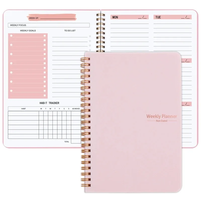 52 Wochen Spulen planer kawaii Englisch Zeitplan Wochen planer Notizblock Notizbuch 52 Blatt 104 Seiten Papiers tärke 100g/m² – Detail 3