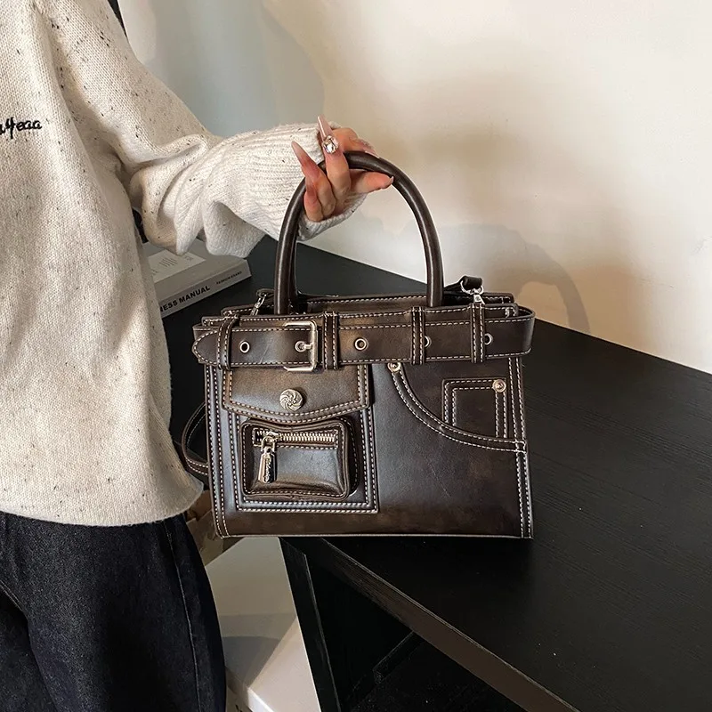 

Fashionable Casual Hand-held Small Square Bag 2024 Winter New Style Advanced Feeling Versatile PU Single Shoulder Crossbody Bag