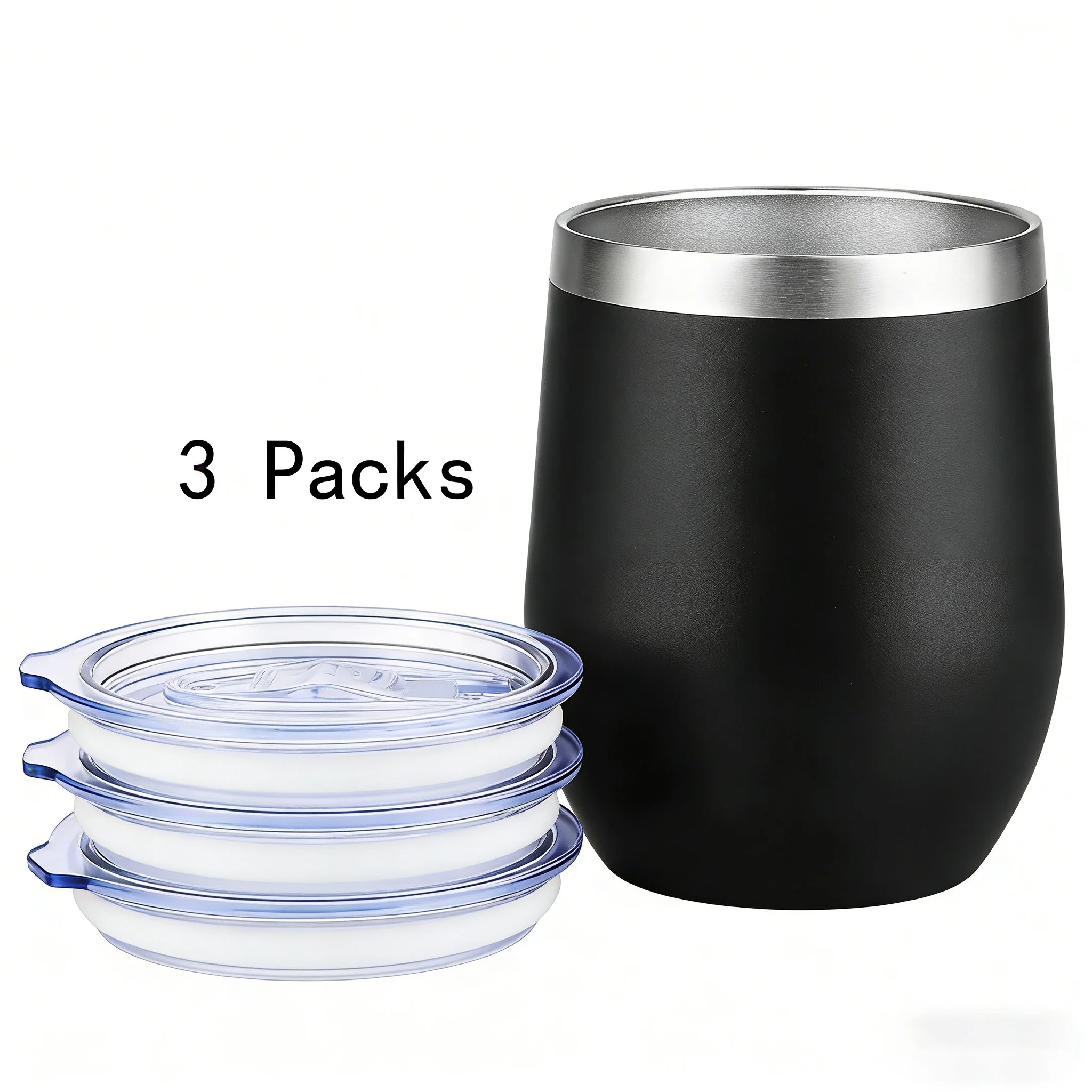 3 Pack Wine Cup Lids, 12oz Leakproof 2.9 Inch(7.4cm) Diameter, No Spill Sliding Replacement Covers, Insulated Cup Lids