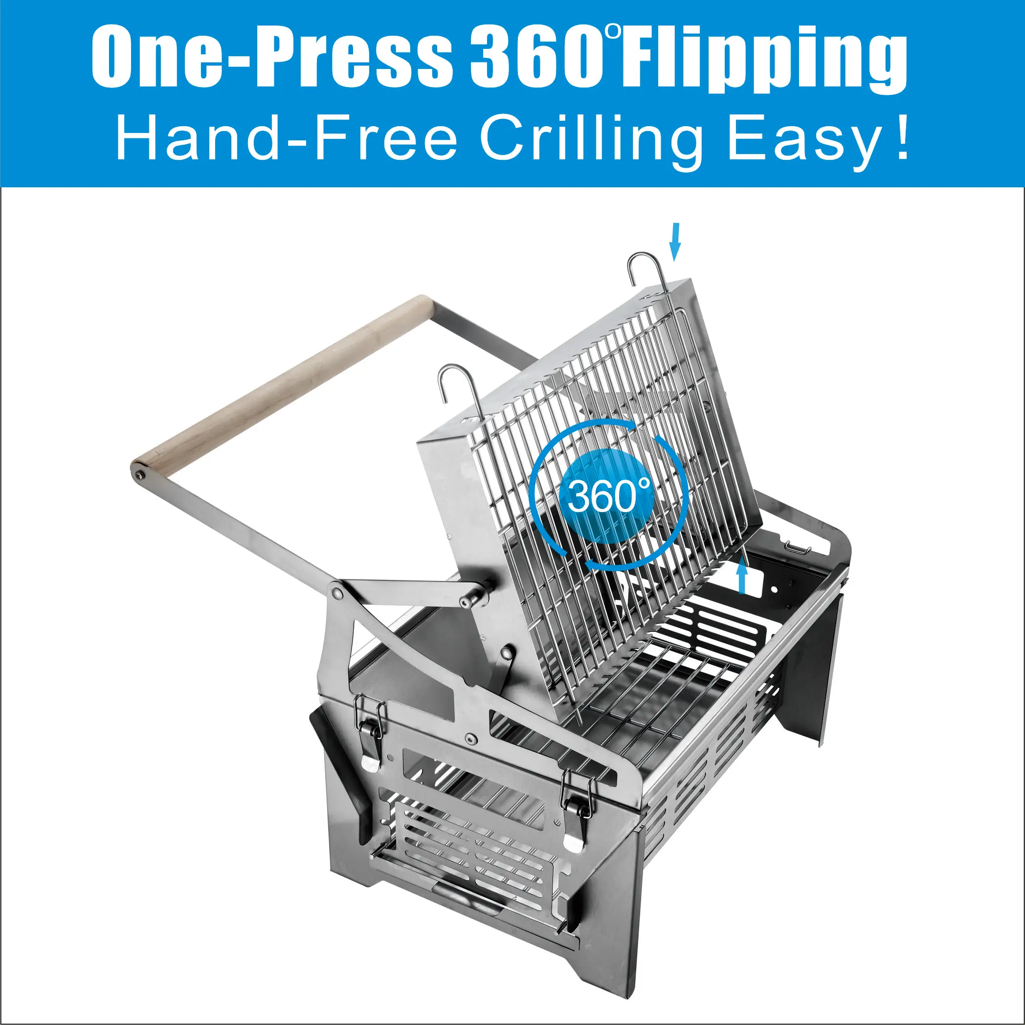 Flip Charcoal Barbecue Grill Household Outdoor Detachable Rotating Mesh Grill Kippengrill Electrisch