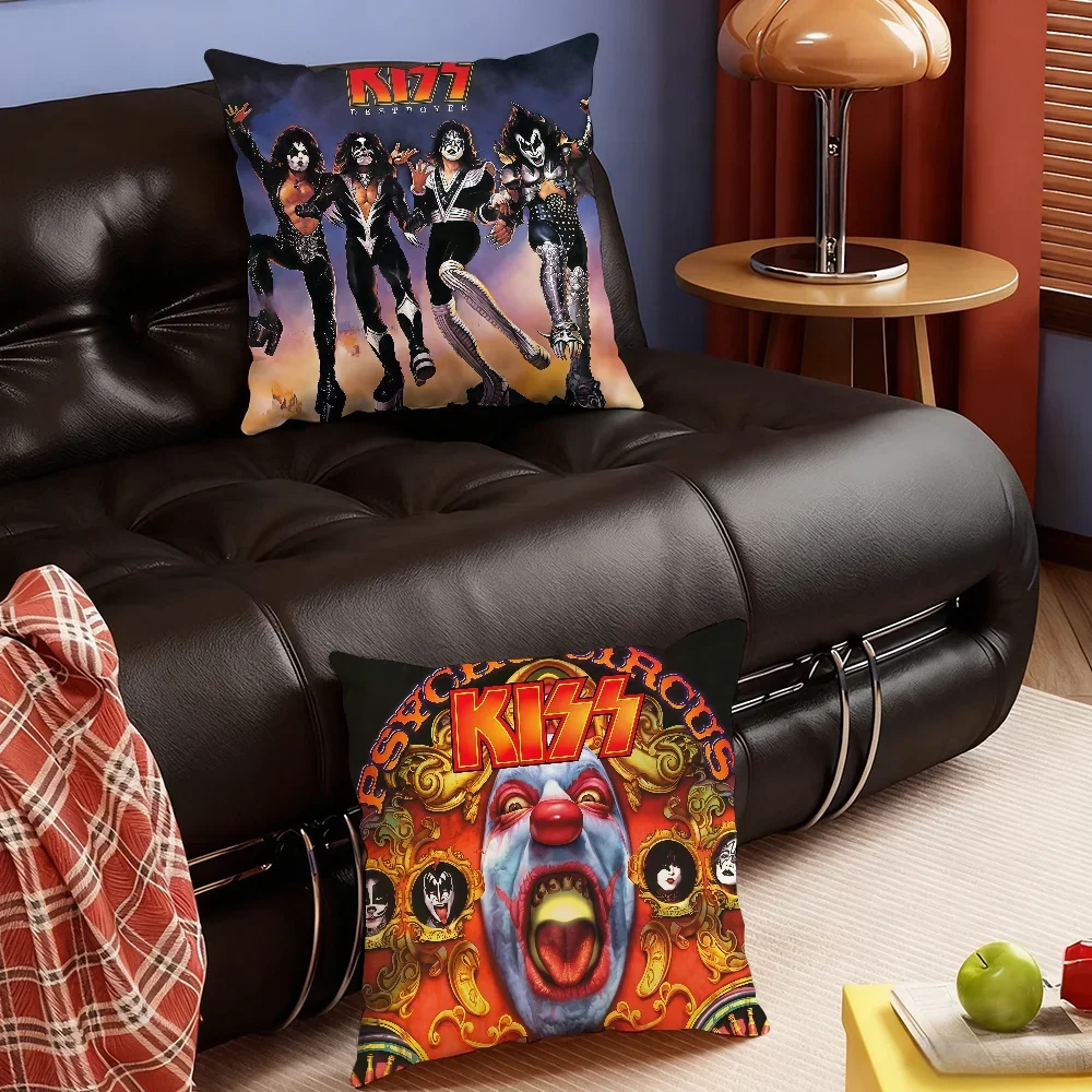 Music Rock Band K-Kiss-S cushion cover Soft Smooth Pillow Case Hidden Zipper Washable Decorative Couch Office Gift