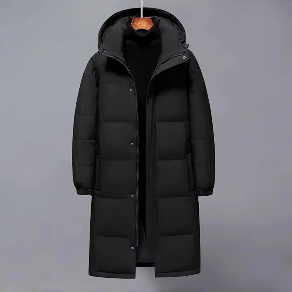 Insulated Cotton Outerwear Men Women Cotton Jacket Hooded Drawstring Long Sleeve Warm Down Jacket Solid Color for Extra