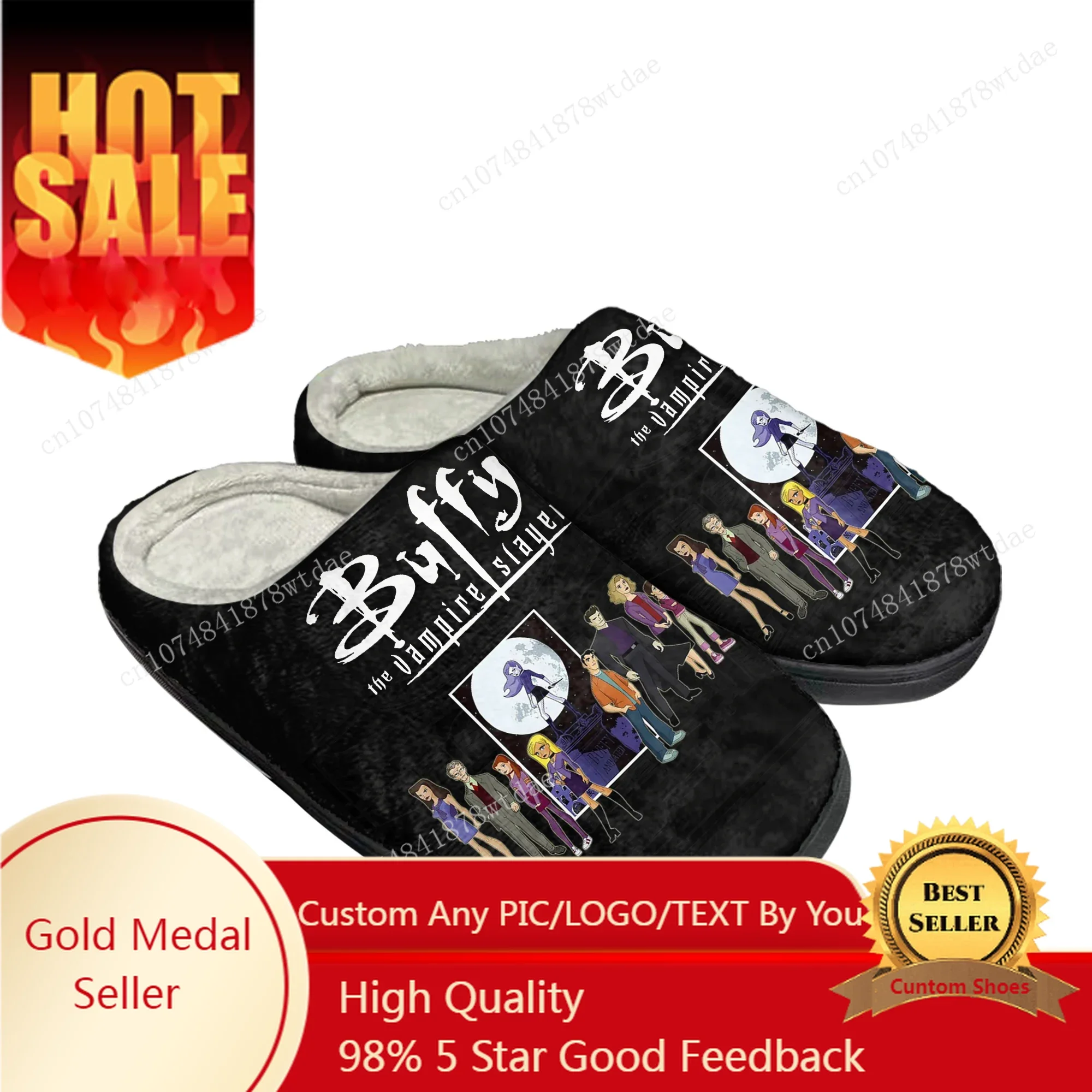 Buffy The Vampire Slayer Home Cotton Slippers Mens Womens Plush Bedroom Casual Keep Warm Shoes Custom Thermal Indoor Slipper