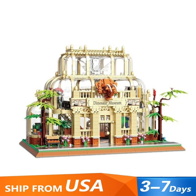 

City Street Scene Modular Buildings MOC ZHEGAO 613000 Dinosaur Museum House Model 2788PCS Building Blocks Brick Puzzle Toys Gift