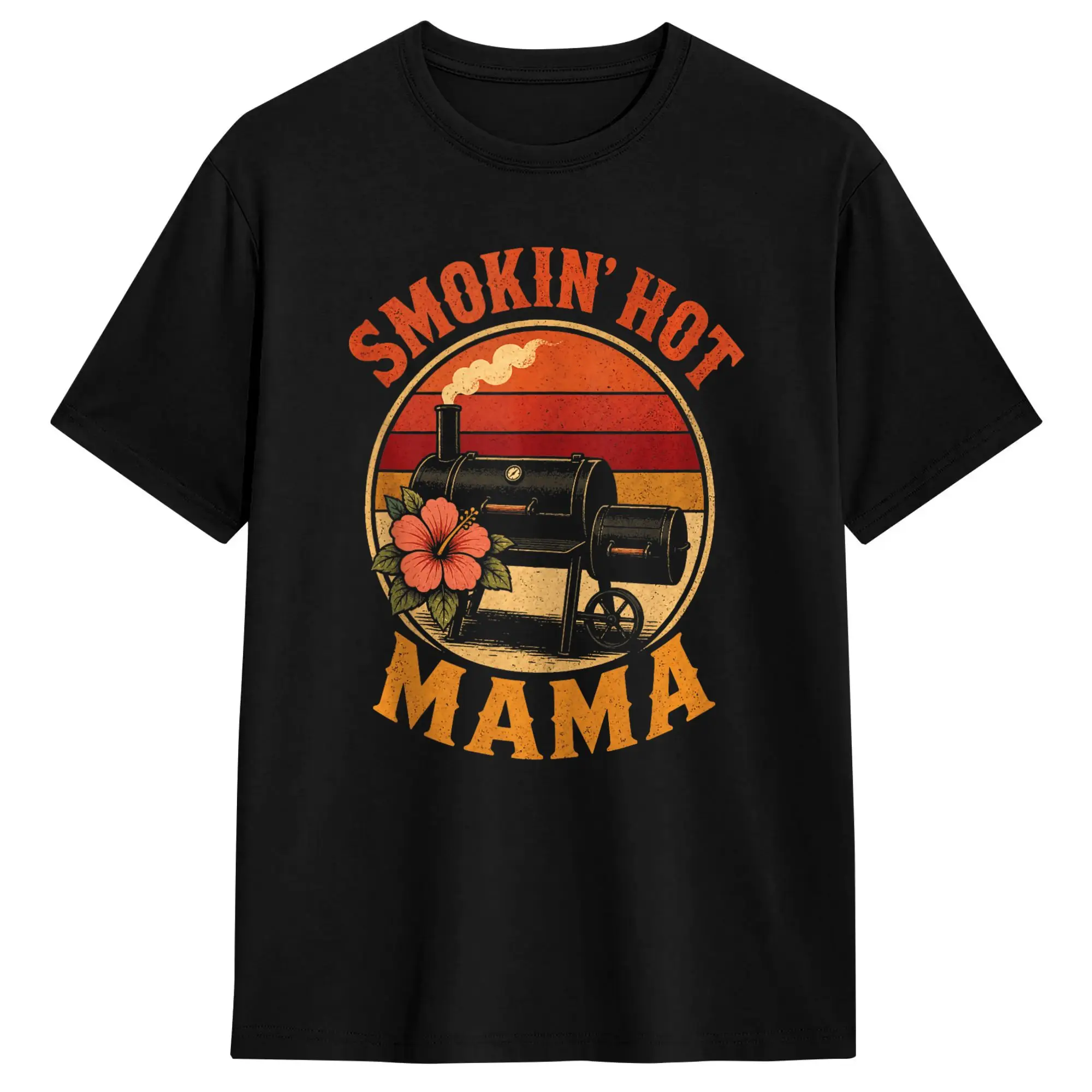 Men's BBQ Grill Mom Smokin Hot Mama T Shirts Cotton Tops Summer Streetwear Short-Sleeved T Shirt O-Neck Harajuku Print Tee Shirt