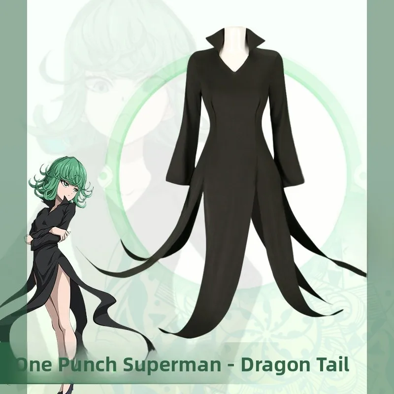 

Black Dress Cosplay Costume One Punch Man Quaking Tornado Halloween Set Women's Fashion Outfit Chinese Production 2023 Fall