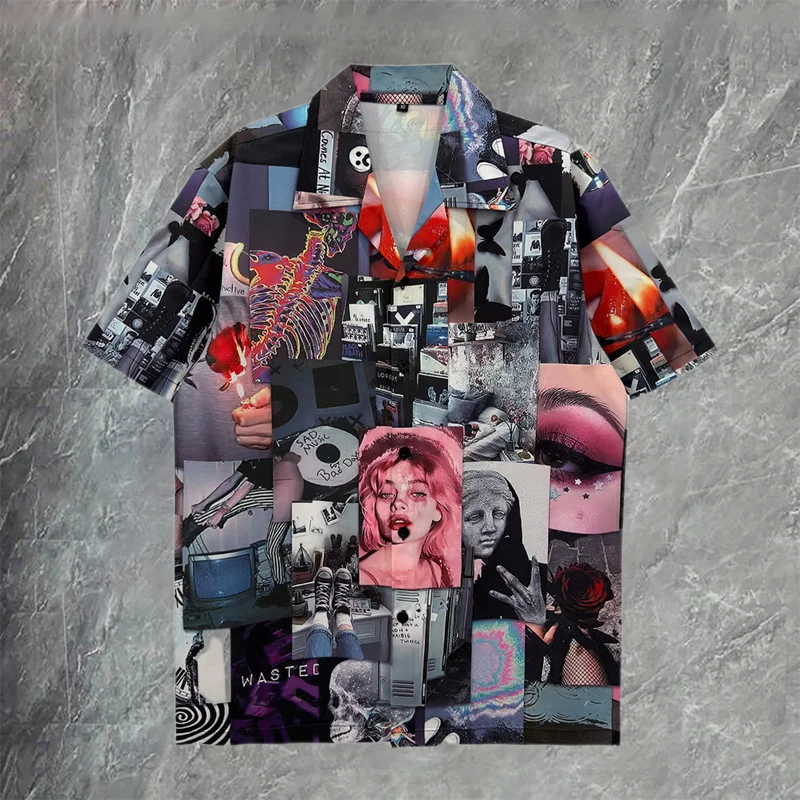 

Модная рубашка для клубных вечеринок, мужская рубашка с цифровым принтом, деловая формальная рубашка с длинным рукавом для мужчин