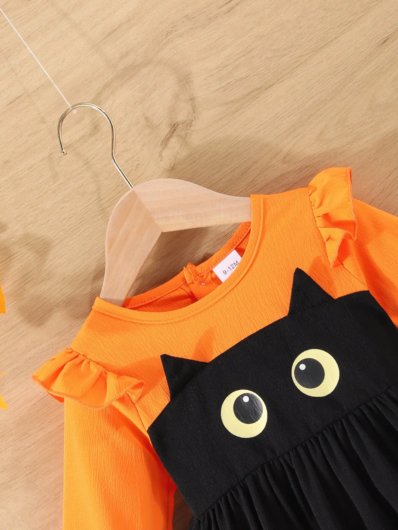 Autumn Baby Girl Fashion Cute Funny Expression Round Neck Long Sleeve Dress Flying Sleeve Splicing Casual Dress BM023