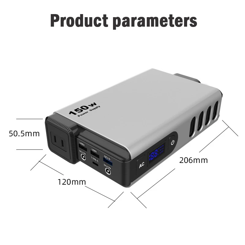 1100V Portable Power Station 150W Emergency Energy Storage Mobile Power Solar Outdoor Camping Backup Multifunctional Motor