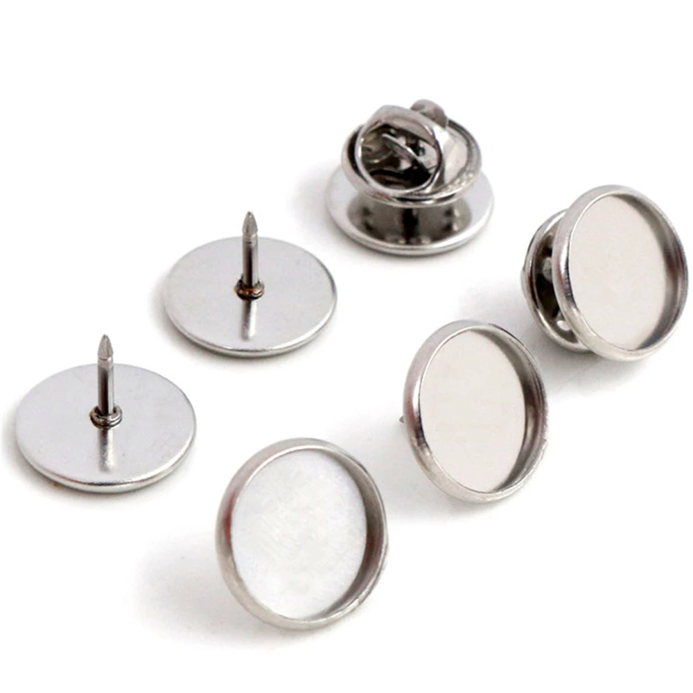 10 sztuk 12mm wewnętrzna rozmiar ze stali nierdzewnej broszka styl Cabochon baza puste spinki Spacer ustawienia Tie Tack Pins-T5-06 — zdjęcie 2