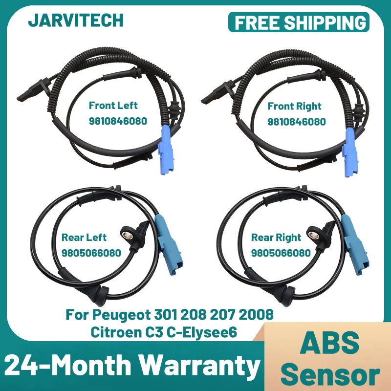 

Front Rear L/R ABS Wheel Speed Sensor 9810846080 9805066080 9812882780 for Peugeot 301 208 207 2008 Citroen C3 C-Elysee Opel