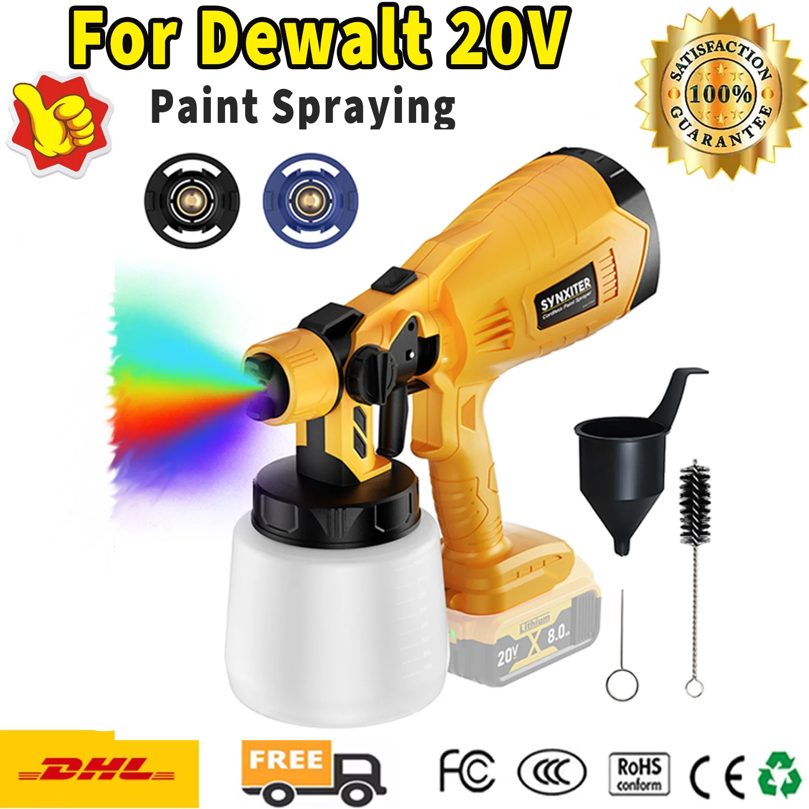 

Bonadget Cordless Paint Sprayer Paint Spraying Tools For Dewalt DCB200 Battery DCB181 DCB547-XJ DCB609 For Car Furniture