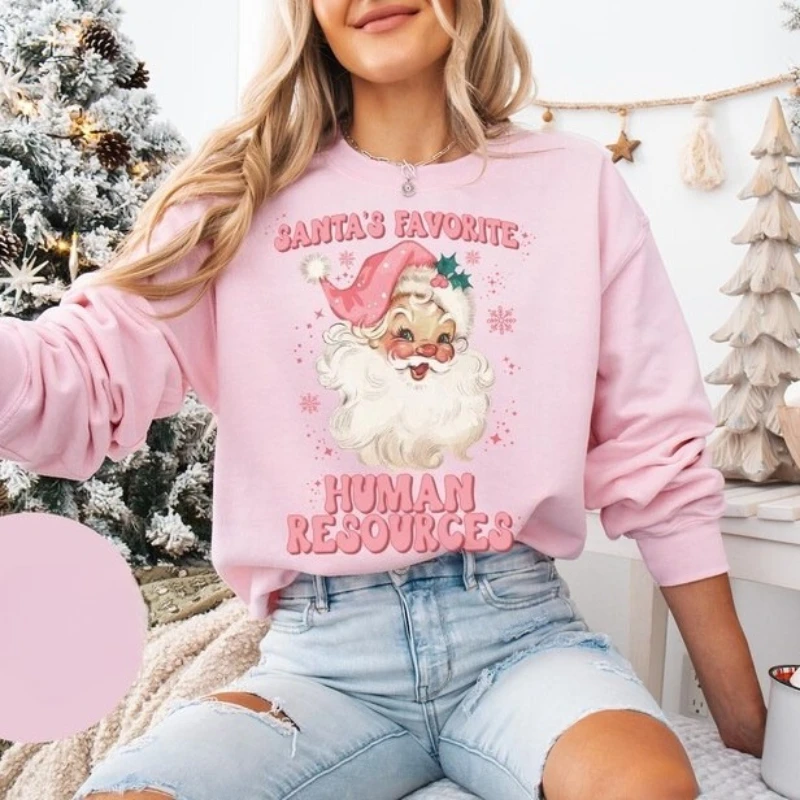 

Рождественский джемпер, забавный рождественский свитер с источниками человека, HR, подарки, свитер Санта-Клауса, рубашка, женская и мужская повседневная толстовка с круглым вырезом