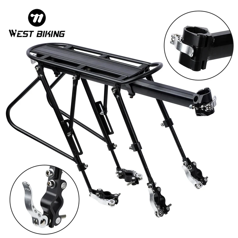 WEST BIKING Bicycle Rear Rack For 20-29 Inch MTB Bike Luggage Carrier Stand Quick Release Aluminum Alloy Cycling Cargo Shelf