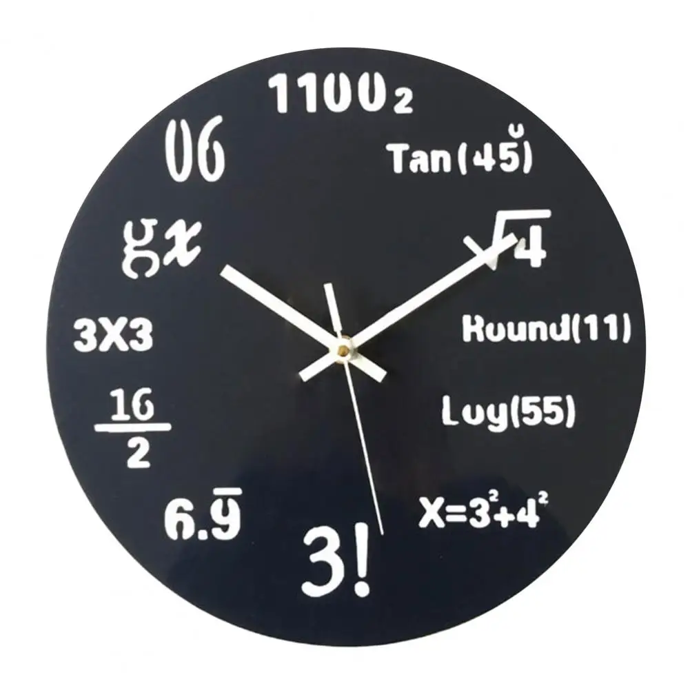 Math Wall Clock Silent Non-Ticking Quartz Movement with Hanging Hook Wooden Clock for Classroom Home Decoration