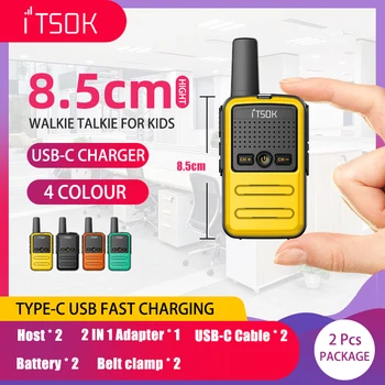 2 adet Mini Oyuncak 1 ~ 5 Km UHF Hediye Iki Yönlü Alıcı-Verici USB-C Tablet Renkli Gövde Yeni Çocuklar Talki Walkie Talkie Radyo Tip-c