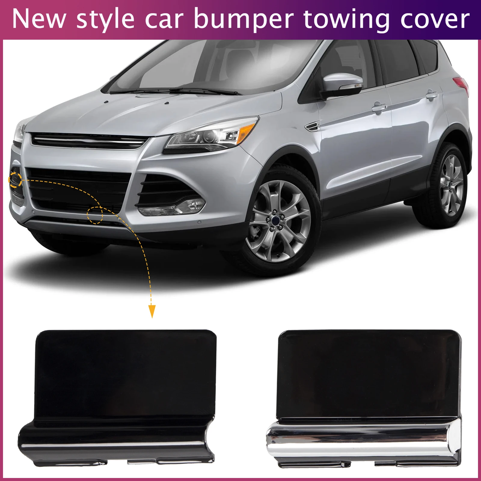 

Front Bumper Tow Hook Cap Towing Eye Cover For Ford Escape Kuga 2013-2016 DV4517A989B Car Accessories