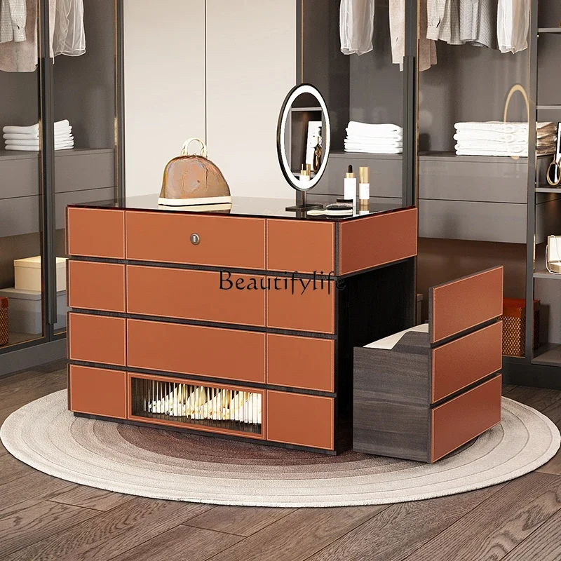 Modern cloakroom mid-island cabinet light luxury jewelry storage floor-to-ceiling display island cabinet with lock