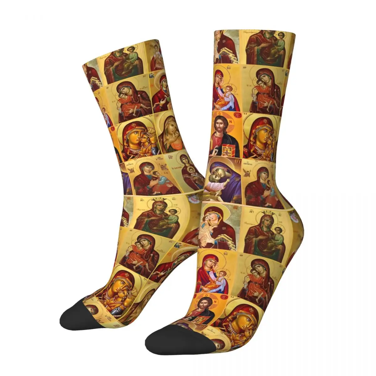 Mère de dieu Theotokos Ortodox vierge marie affiche unisexe chaussette drôle chaussettes hommes 3D imprimé décontracté fou chaussettes