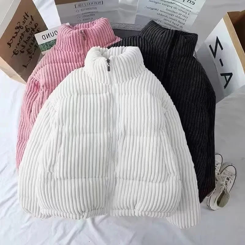 Korean Loose Corduroy Jacket Women 2026 Autumn Winter Short Cotton Coat, Thick Warm Student Outdoor Coat Female Outerwear W2350