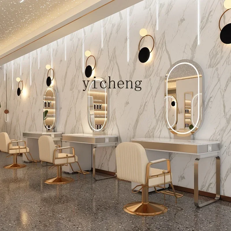 JZ-15 Hair Shop Double-sided Mirror Table Perm And Dye Mirror Table Marble Table Hair Cutting Mirror