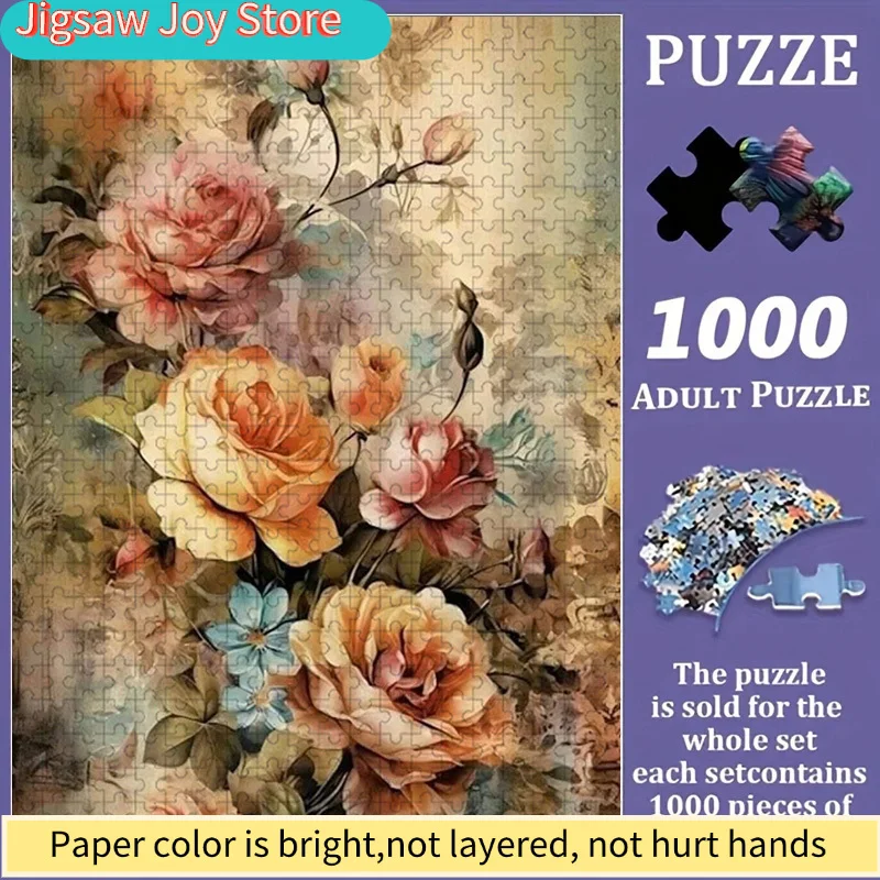 Colorful Rose Bouquet Jigsaw Puzzle | Vibrant Abstract Design, Floral Pattern Challenging & Entertaining, Family Interaction