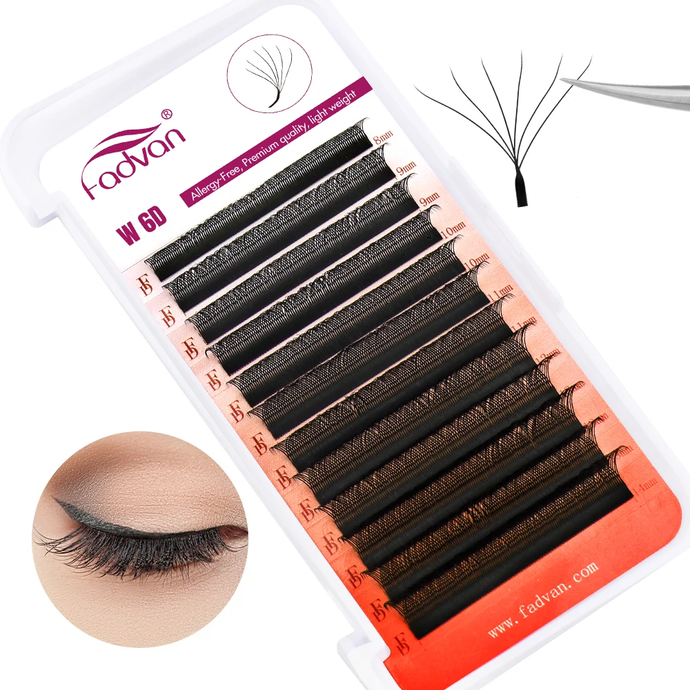 FADVAN New 6D - W Shaped Eyelash Extensions 0.07 C/D/L 8-15 mm Soft Natural Professional Lash