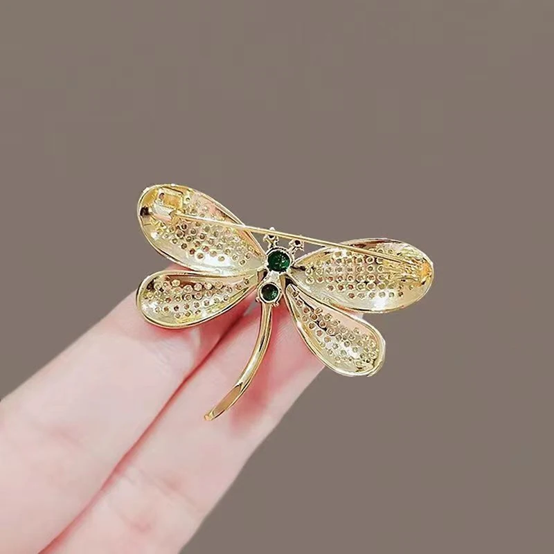 Dragonfly Themed Fashion Enamel Crystal Rhinestones Brooch Pin for Women Jewelry Clothes Dress Scarf Decoration