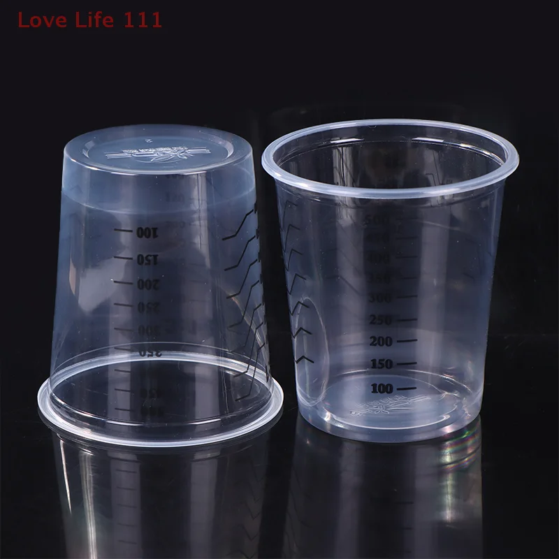 

Новые 10 шт. одноразовые прозрачные пластиковые стаканы для смешивания краски объемом 500 мл, калиброванные емкости для смешивания краски