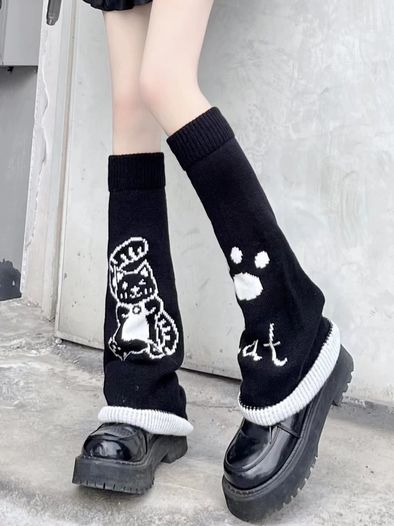 고양이 와이드 레그 양말 1켤레, 로리타 겨울 따뜻한 양말, JKCospaly 긴 다리 따뜻한 양말