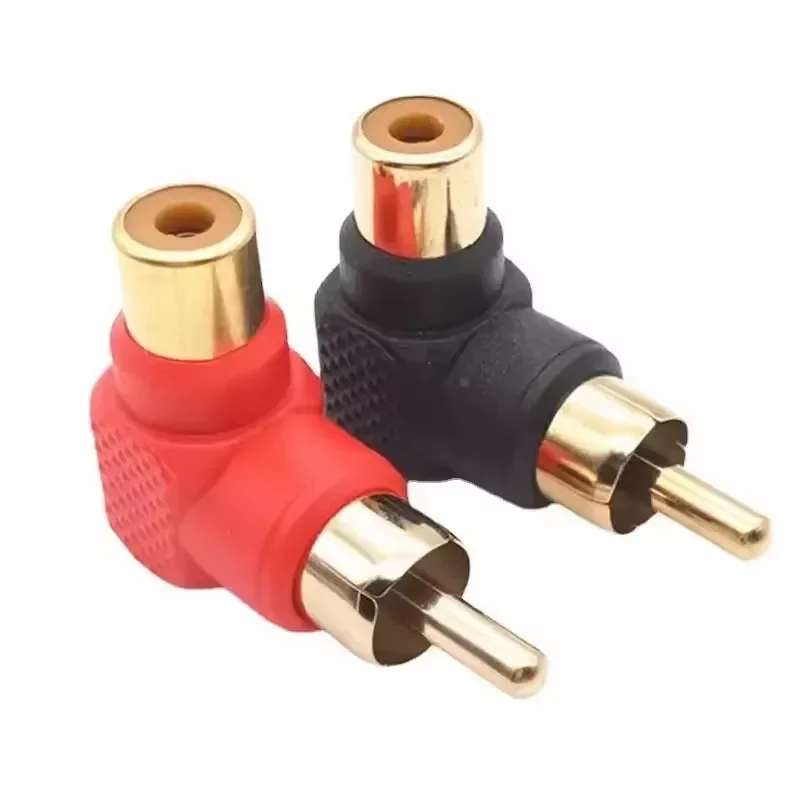 2/4/8PCS 90 Degree RCA Socket Audio Adapter Black Red 90 Degree Right Angle RCA Connector Plug Adapters Male To Female M/F