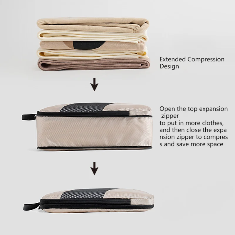 Premium Travel Packing Cubes 6pcs Set Expandable Compression Packing Organizer for Travel Accessories Luggage Suitcase Backpack