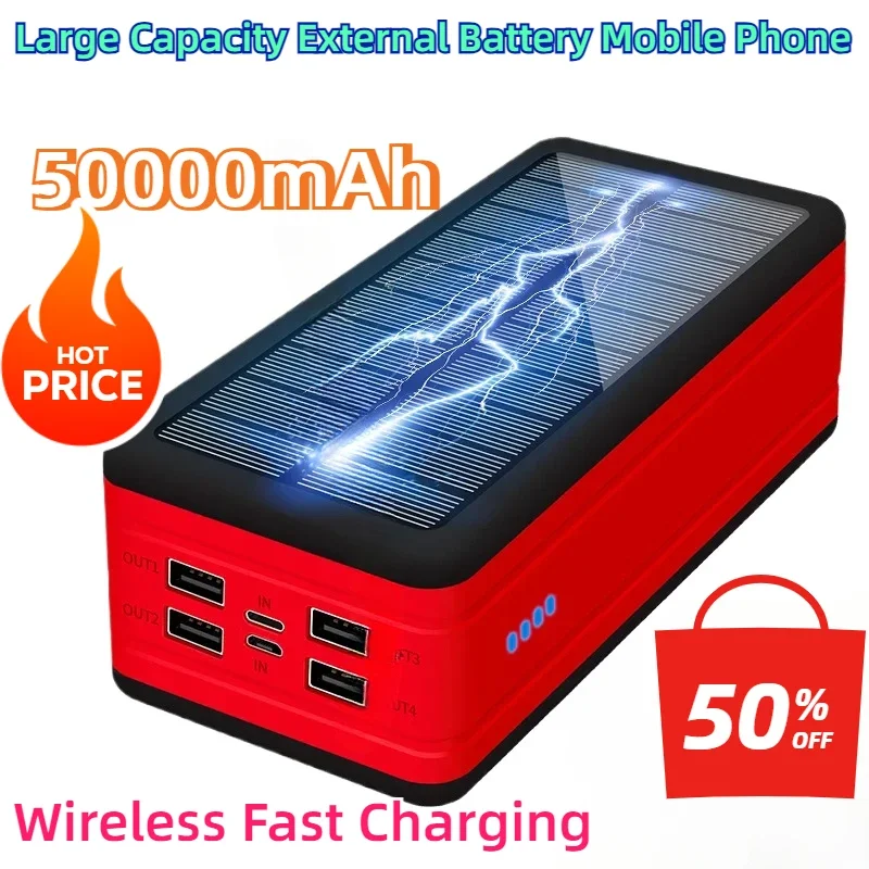 

Wireless Fast Charging Mobile Phone AccessoriesXiaomi Solar Power Bank 50000mAh Large Capacity External Battery Mobile Phone