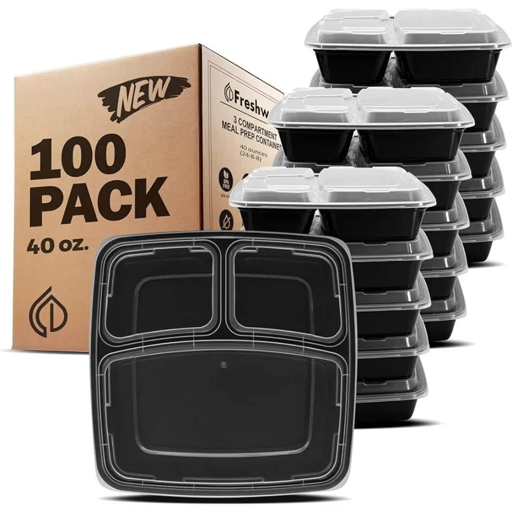 2023 New Meal Prep Containers  3 Compartment with Lids, Food Containers,  BPA Free,  Bento Box