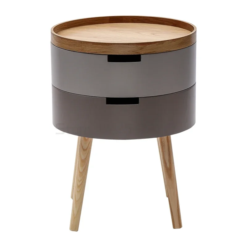 Scandinavian Bedside Table Round Sleek Bedroom Storage Modern Nordic Design Minimalist Nightstand Functional Home Furniture