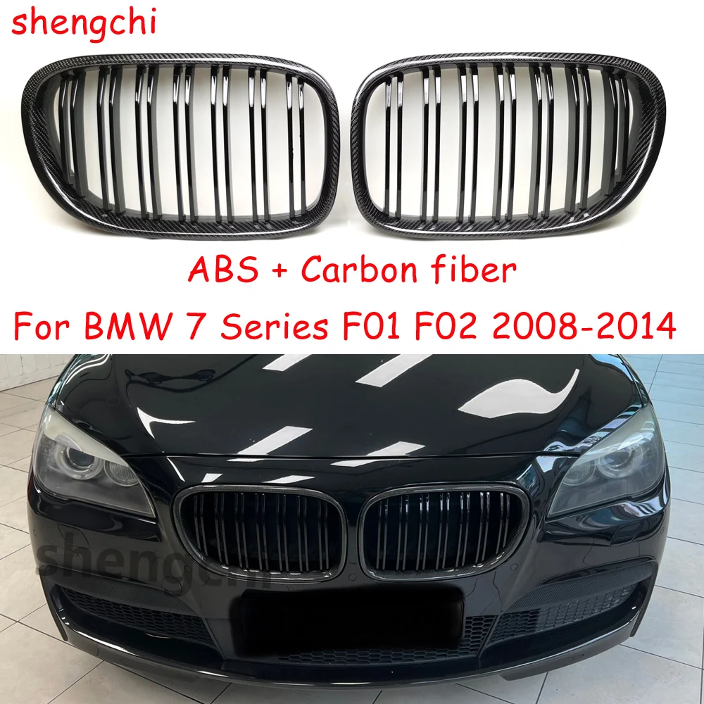 

F01 F02 Real Carbon Fiber Front Bumper Grilles For BMW 7 Series F01 F02 F03 F04 730i 740i 750i 760i Racing Grills 2008-2014