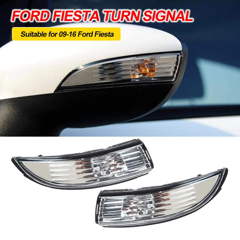 White Reversing Mirror Steering Lamp Rearview Mirror Steering Lamp Without Bulb Lights Suitable For 2008-2016 Ford Fiesta Mk8