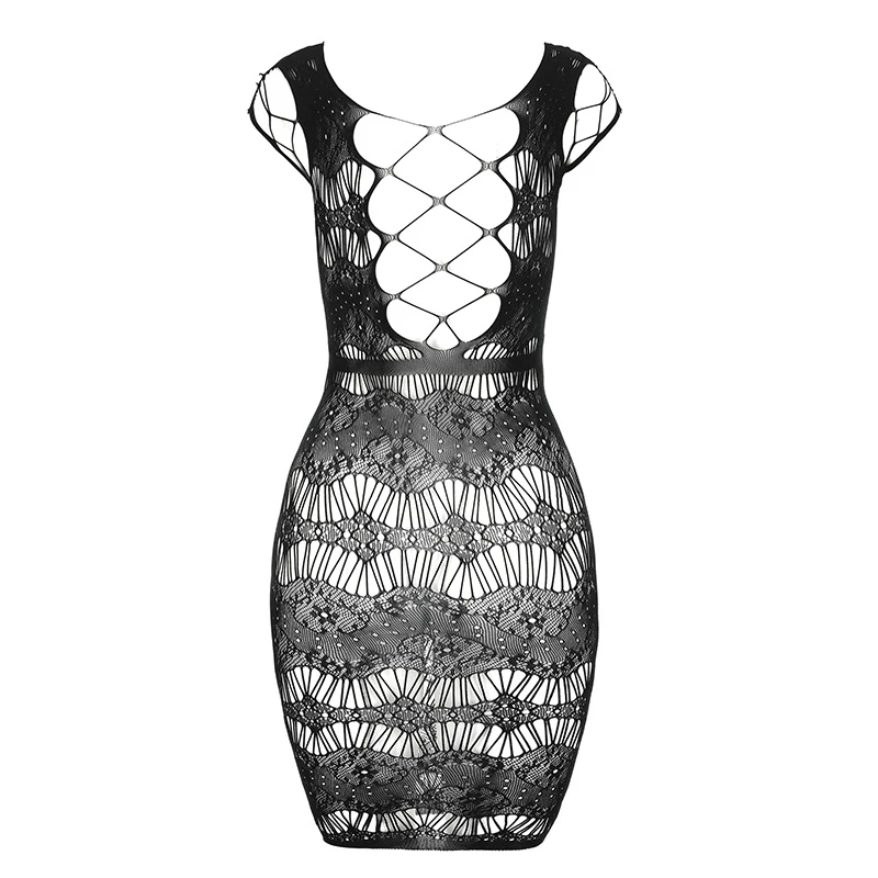 Women Sexy Fishnet  Cover Up, Sheer Bodycon Sleepwear See Through Beachwear Without Bikini view 5