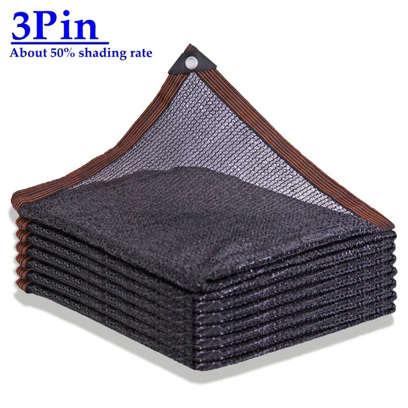 3 6 12 Pin Black HDPE Anti-UV Sun Shade Net Gazebo Shelter Outdoor Pergola Canopy Sun Cover Agriculture Greenhouse Sunshade Net