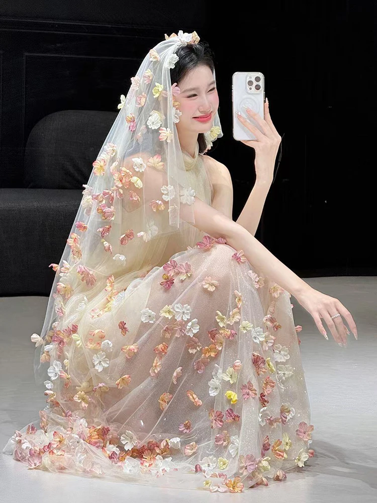 

Длинное свадебное платье-халат Ele Sweet для женщин, для помолвки, бала, в стиле феи, с цветами