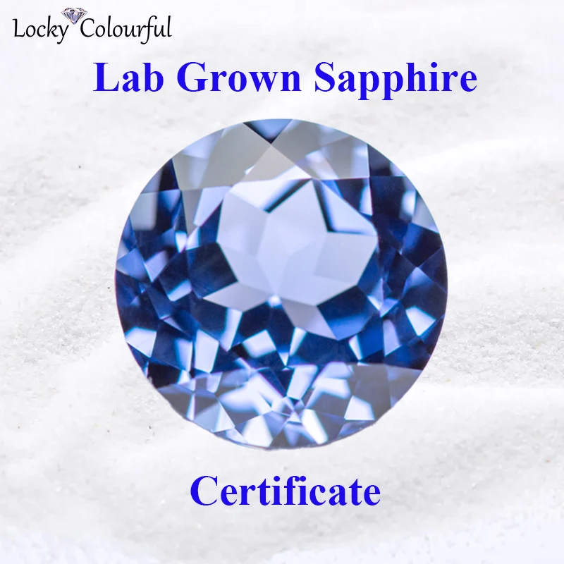 

Lab Grown Sapphire Round Shape Cornflower Color Top Quality Charm Beads for DIY Jewelry Making Rings Selectable AGL Certificate