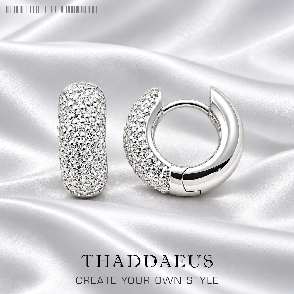White Creole Hinged Hoop Earrings Pave Europe Glam Fine Jewerly For Women Gift In Solid 925 Sterling Silver