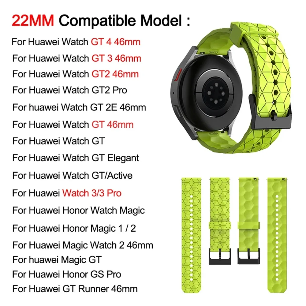 Silikon 22mm Strap Für Huawei GT 2 3 4 46mm Armband Für Huawei Uhr3 GT4 GT2 Pro GT2e Magic 2 Armband Fußball Muster Band