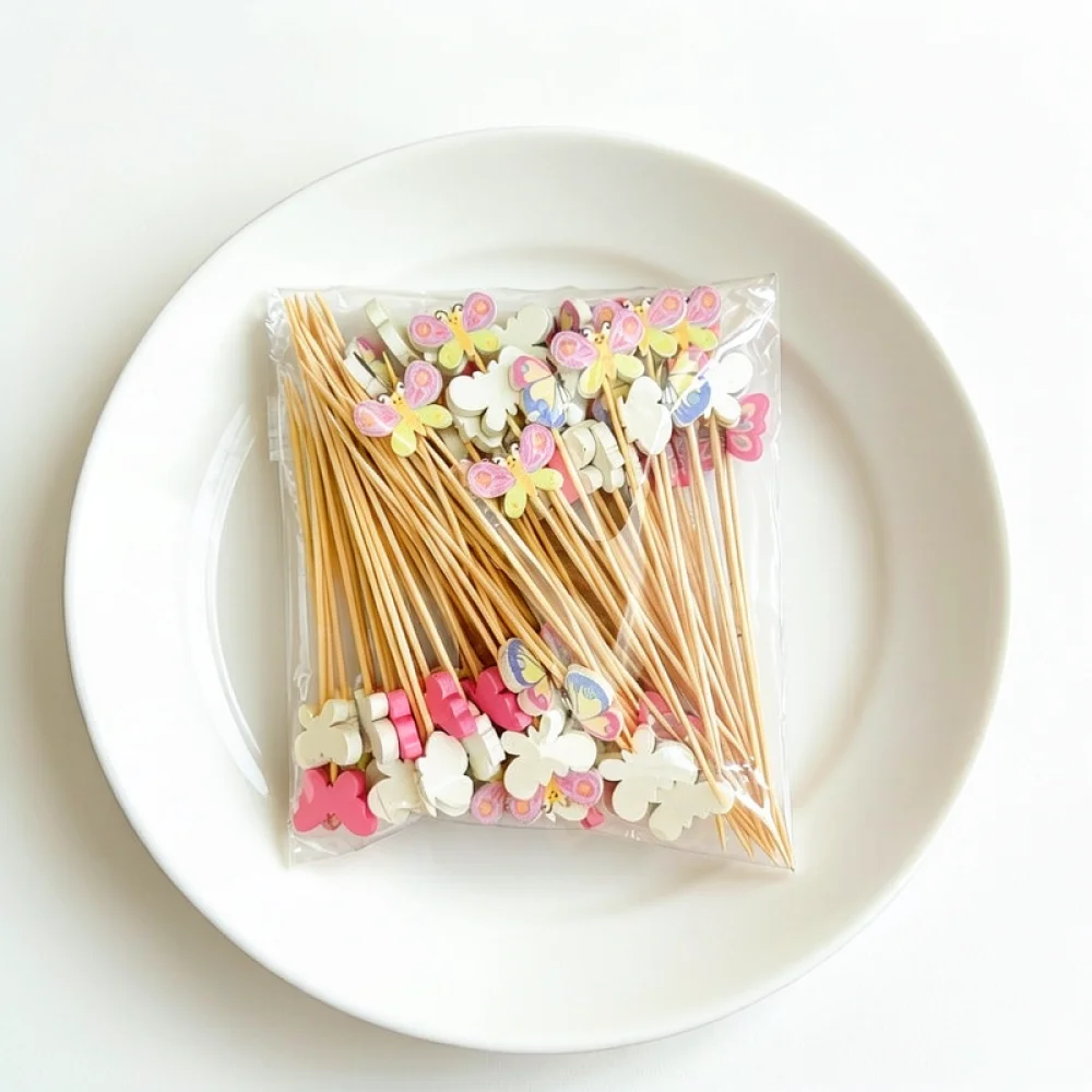 Cute Bamboo Food Picks For Dessert Snack Skewers Decorative Cartoon Toppers For Party Buffet Wedding Event Catering Tools