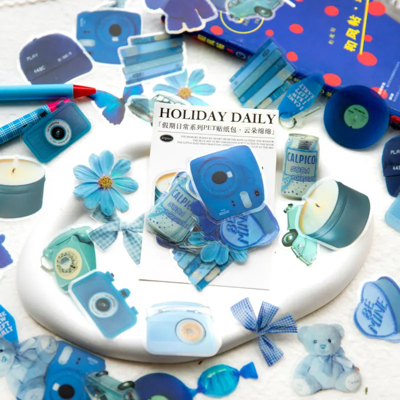 

40Pcs PET stickers Topics items hand account decoration Cute toys materials DIY collage backing Scrapbooking Black Party