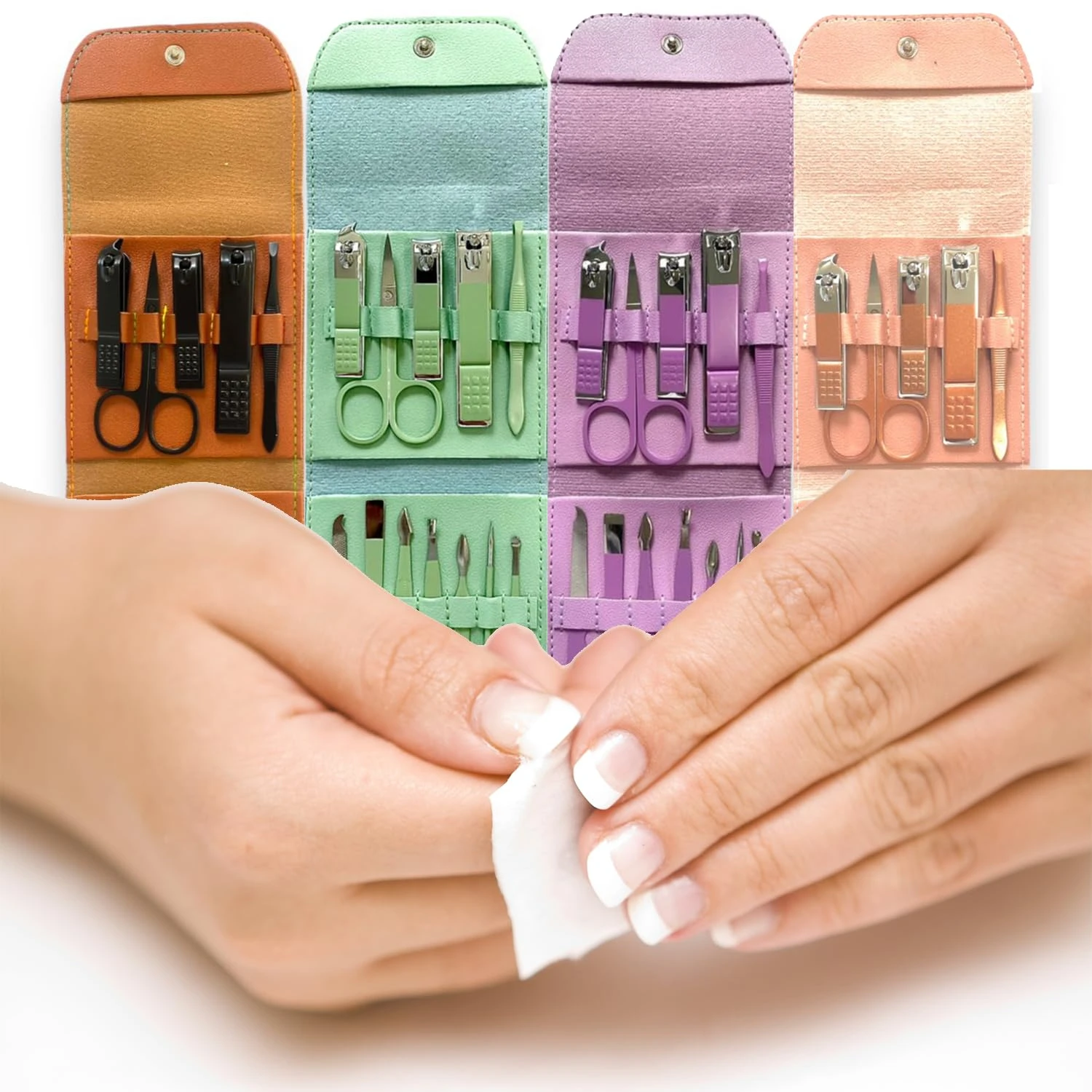 Ideal para estilos de vida ocupados, este cortador de unhas portátil e luxuoso e kit de manicure/pedicure para cuidados faciais é completo com essência