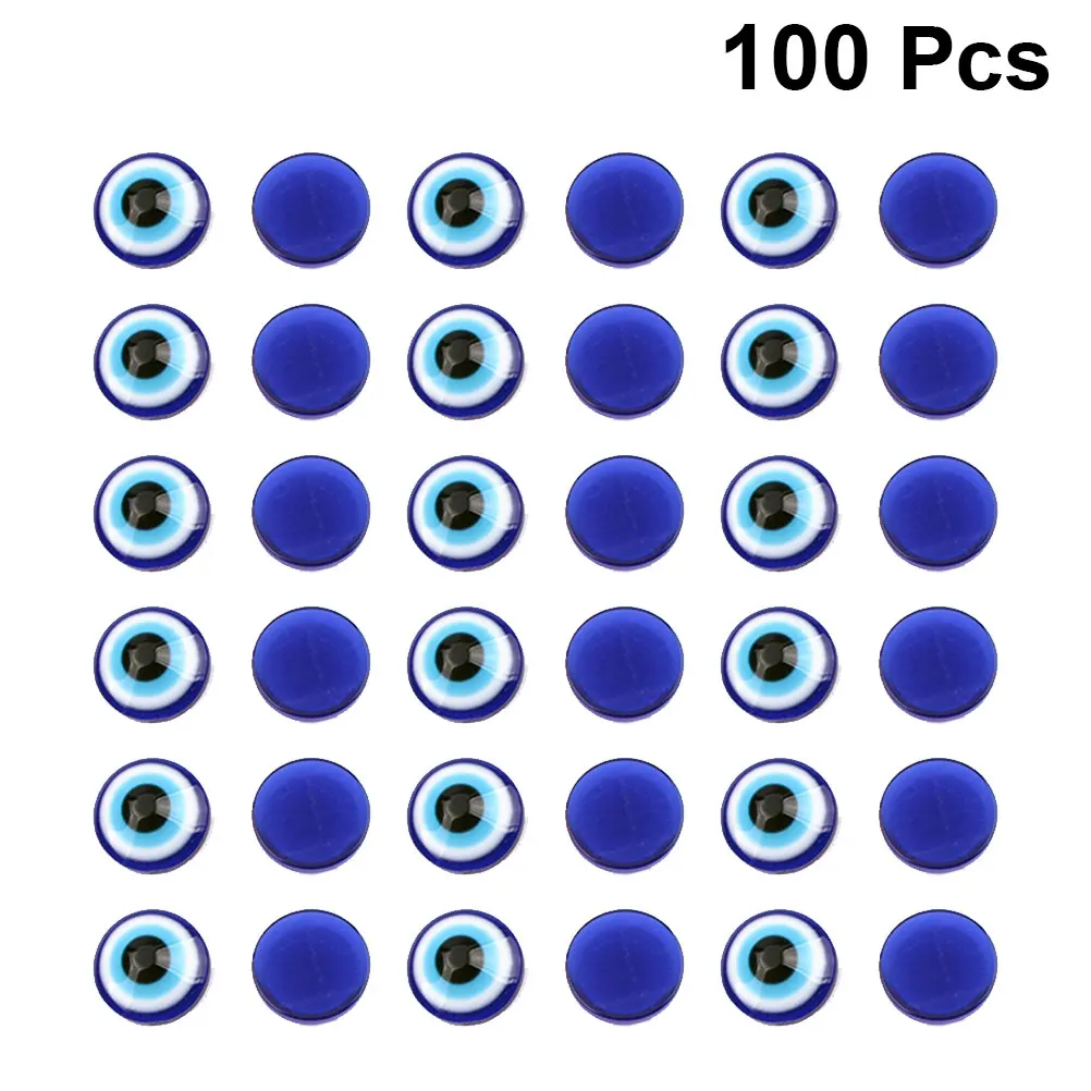 

100Pcs Resin Blue Eyes Evil Eye Flat Back Beads for DIY Jewelry Making Necklace Bracelet Crafts Party Decoration 8x8mm