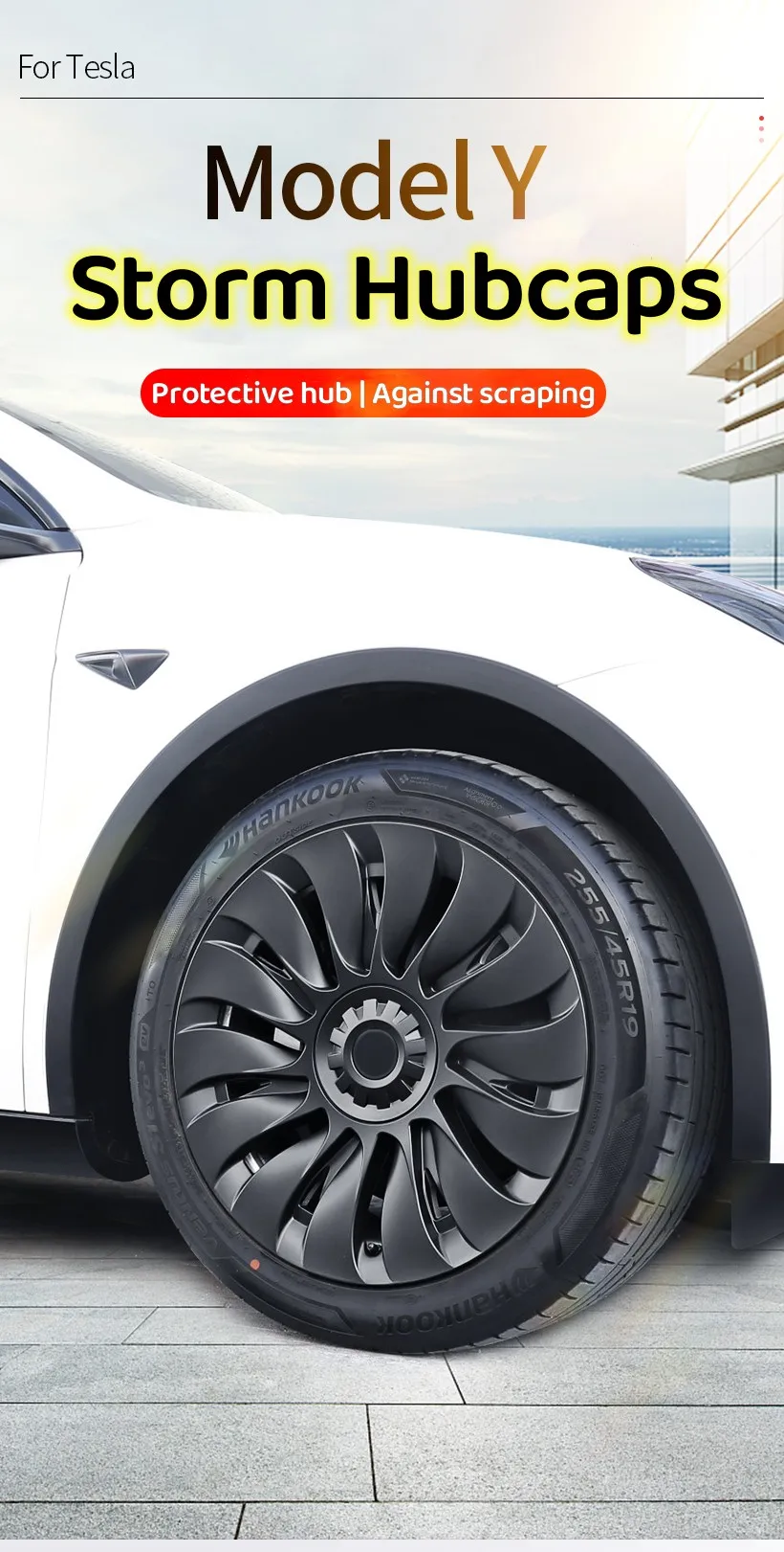 4PCS 19 Zoll Radkappe für Tesla Modell Y 2024 Leistung Ersatz Rad Radkappe Rechts & Links Radkappe Volle Felge Abdeckung Zubehör – Detail 4
