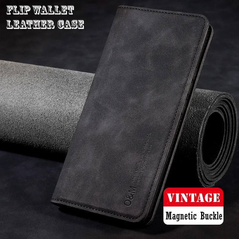 Vintage-Ledertasche für Xiaomi 14 15 17 Pro Max 13T 14T 15T Pro Mi Stand Flip Wallet Cover Kartensteckplatz und Magnetschnalle