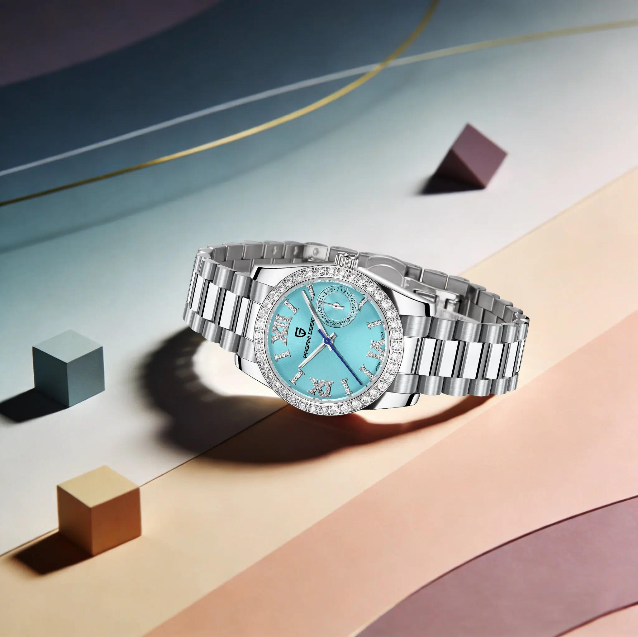 PAGANI DESIGN Exclusive Minimalist Ladies Quartz Watch Limited Edition Premium Stainless Steel Sapphire 100m Dive Calendar Watch